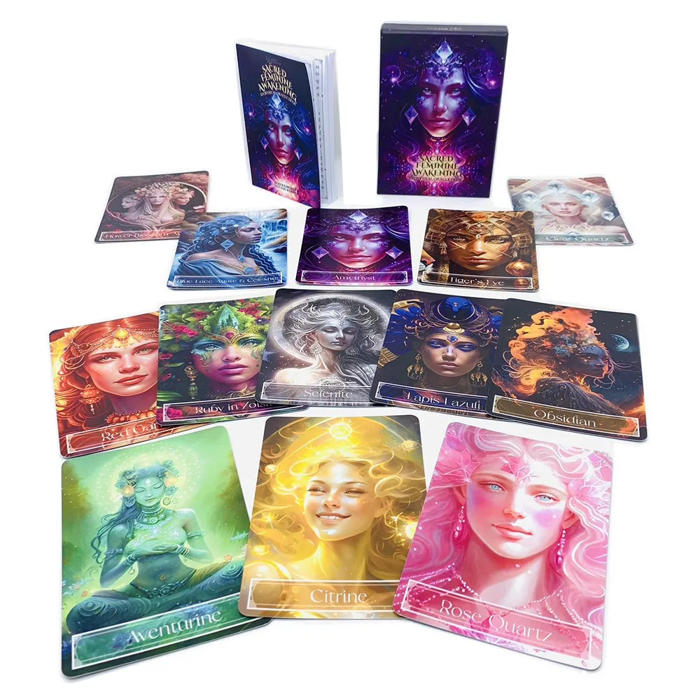 🌙 Sacred Feminine Awakening Oracle Deck & 13 Crystal Altar Set
