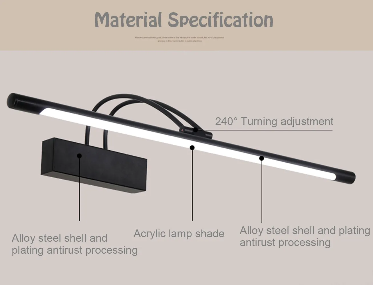 1-Light Makeup Mirror Concise LED Bathroom Vanity Lighting