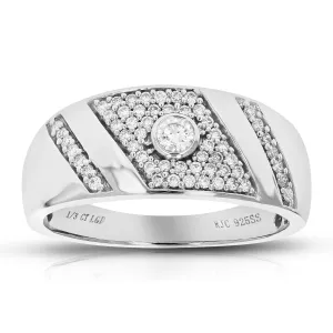 1/3 cttw Lab Grown Diamond Cluster Wedding Band Sterling Silver