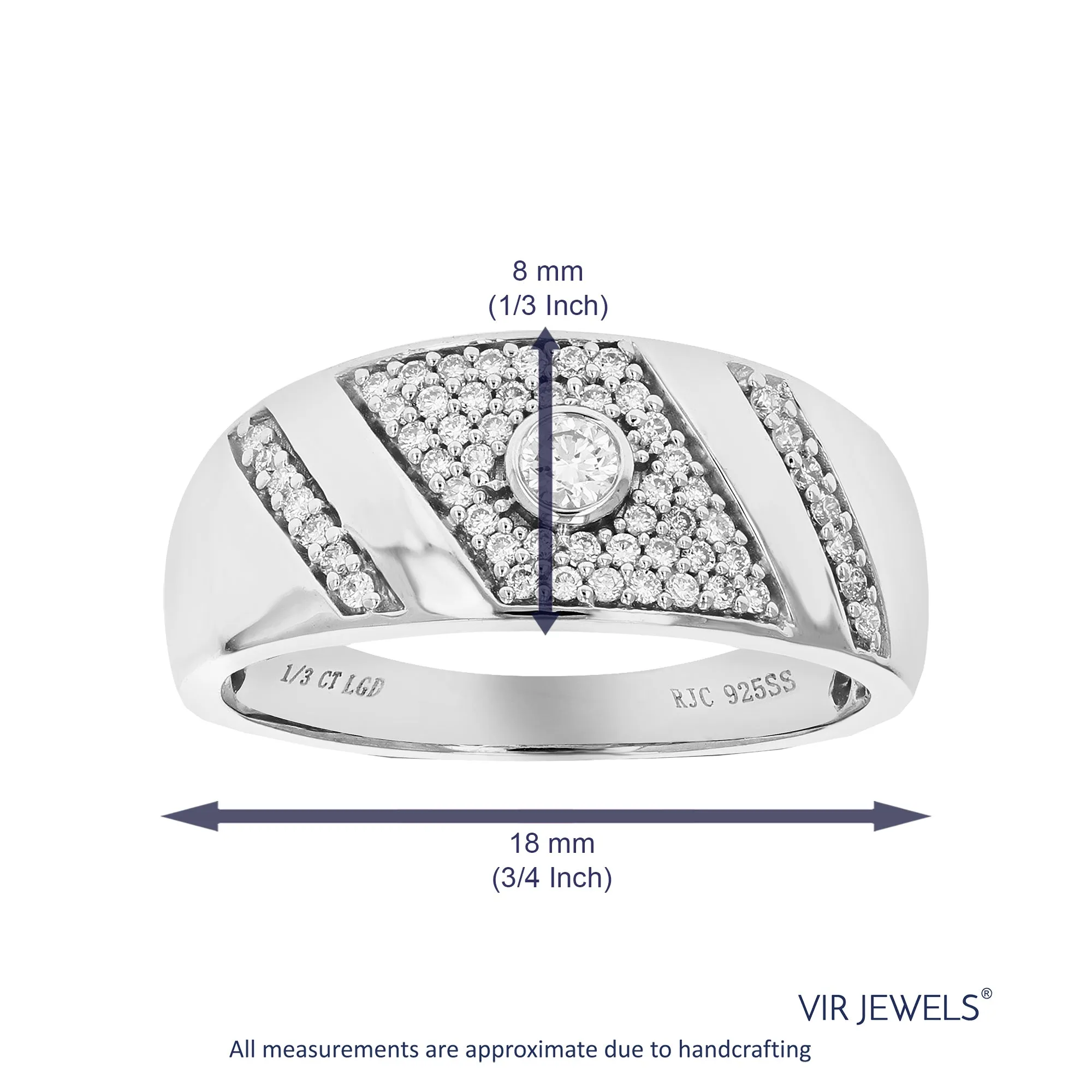 1/3 cttw Lab Grown Diamond Cluster Wedding Band Sterling Silver