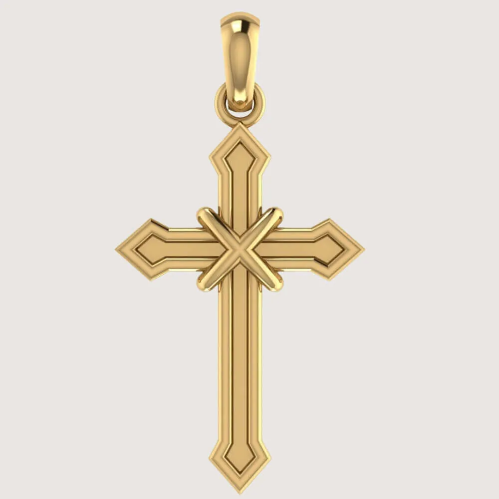14k Gold Arrow-Point Cross Pendant