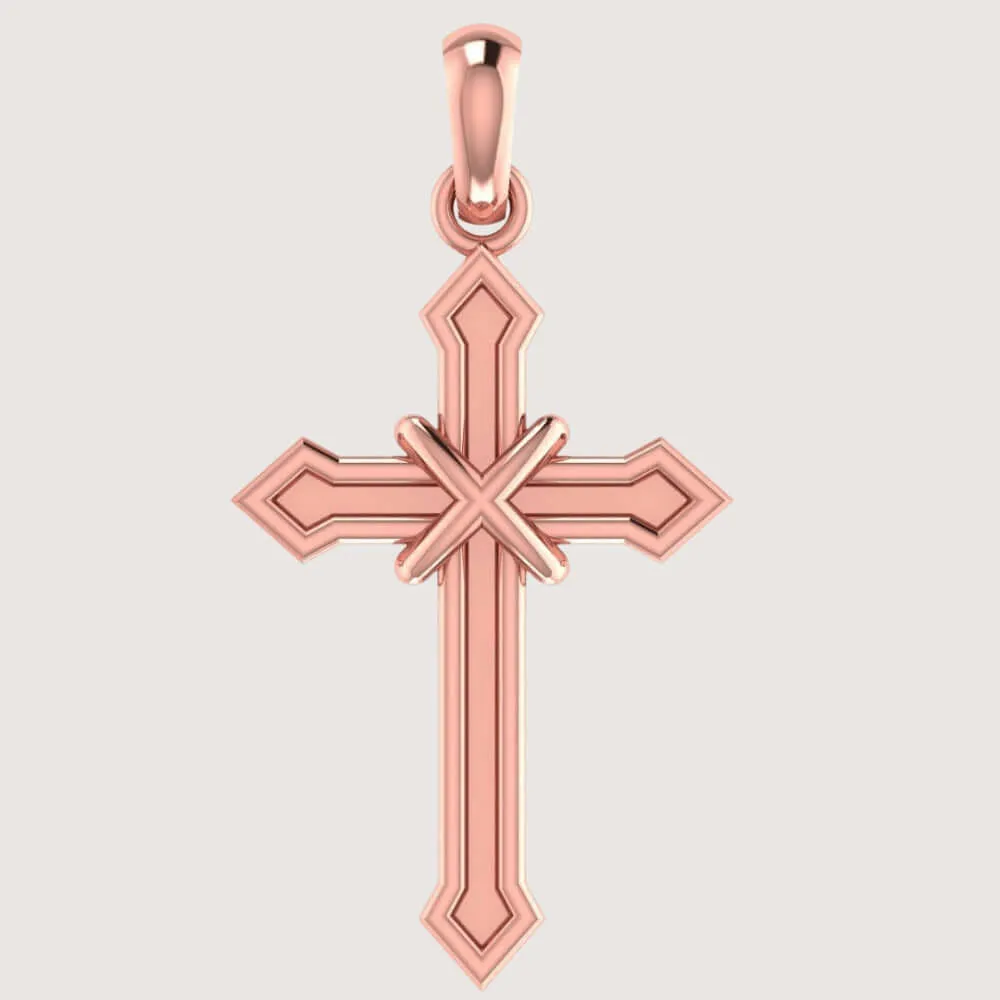 14k Gold Arrow-Point Cross Pendant