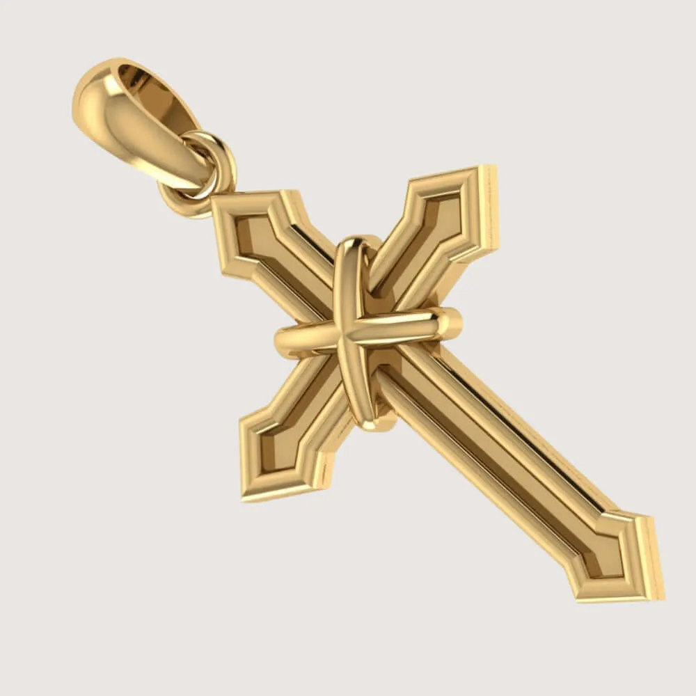 14k Gold Arrow-Point Cross Pendant