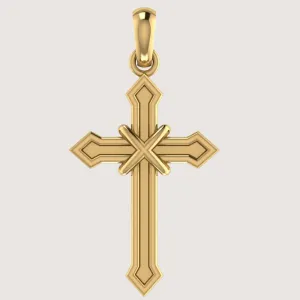 14k Gold Arrow-Point Cross Pendant
