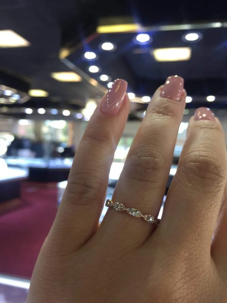 14K Gold Marquise Shape 2MM Band