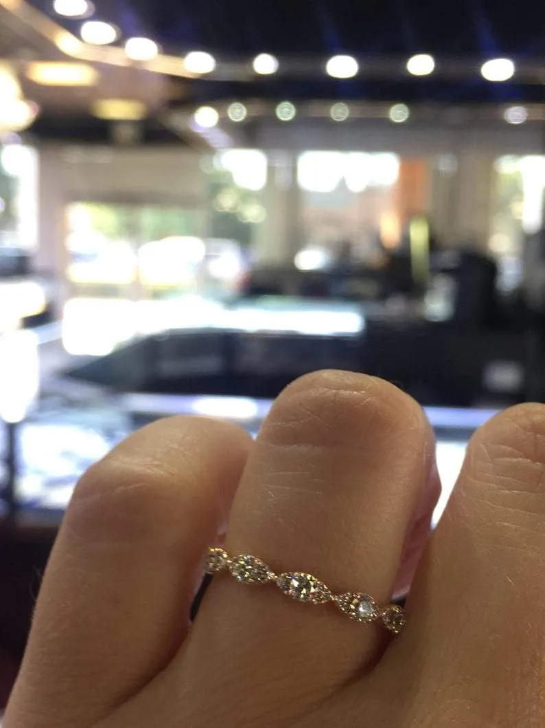 14K Gold Marquise Shape 2MM Band