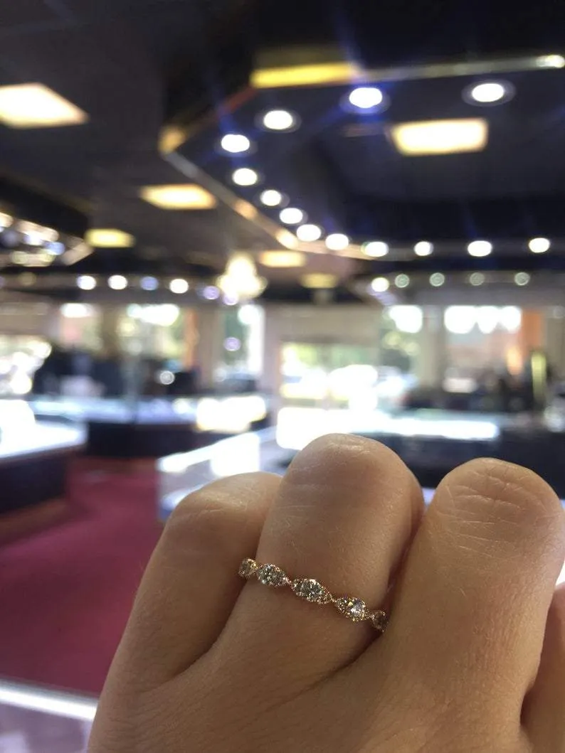 14K Gold Marquise Shape 2MM Band
