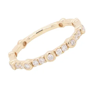 14K Yellow Gold Pave Bezel Set Diamond Ring