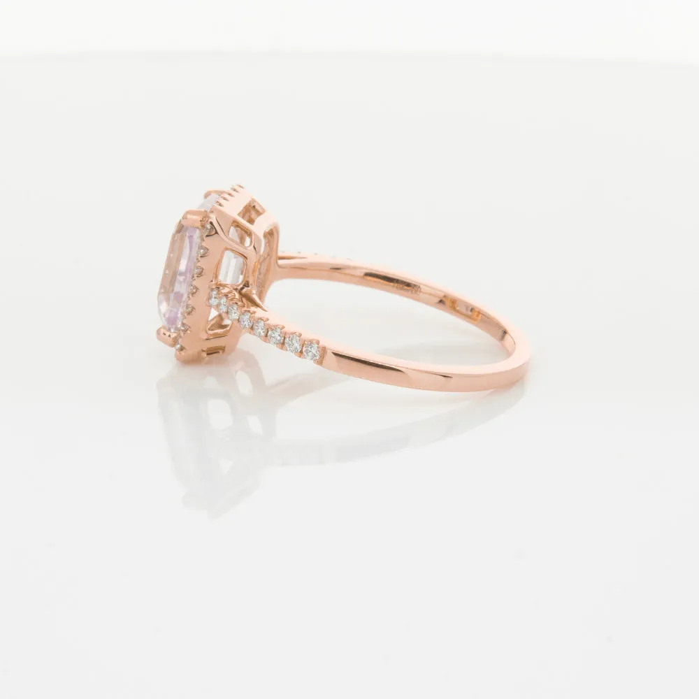 18ct Rose Gold Kunzite & Diamond Ring