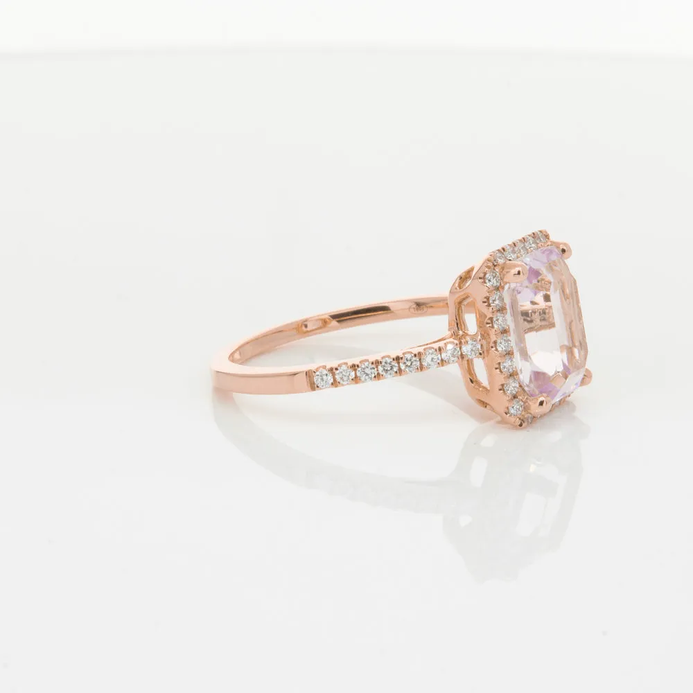 18ct Rose Gold Kunzite & Diamond Ring
