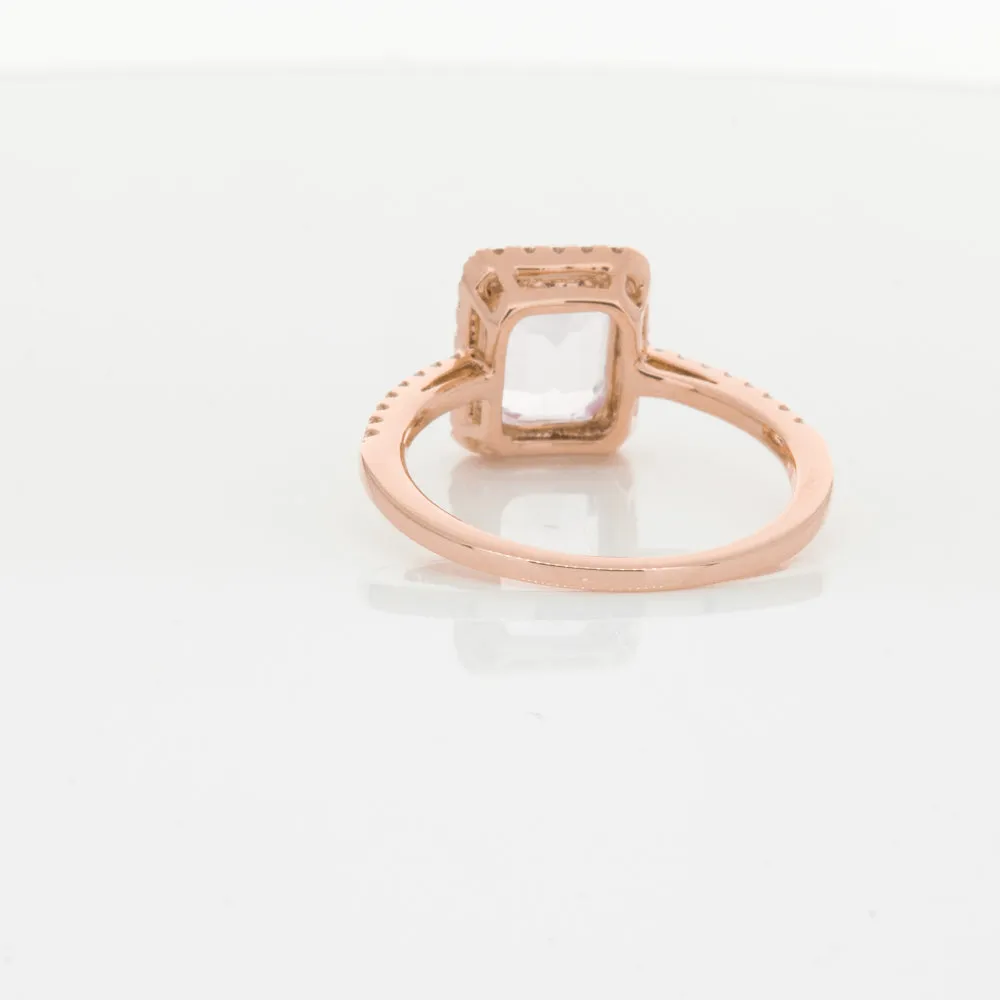 18ct Rose Gold Kunzite & Diamond Ring