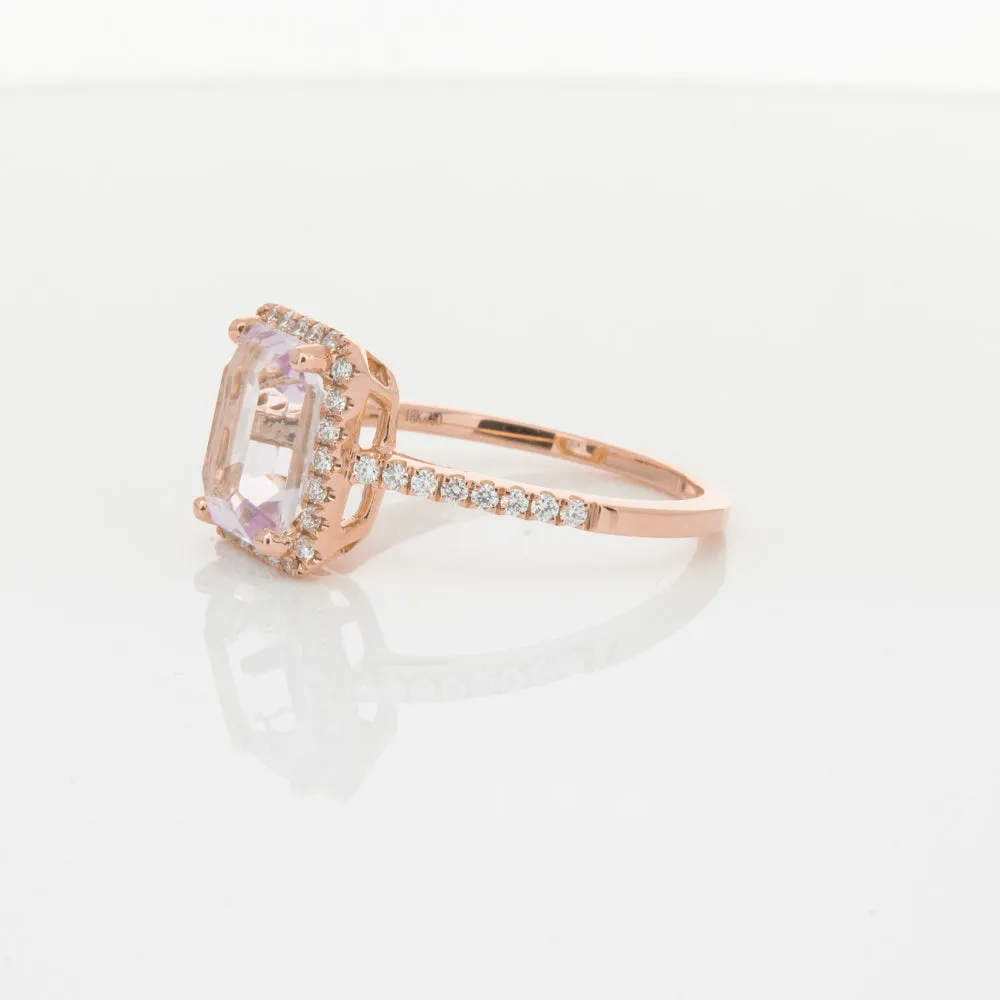 18ct Rose Gold Kunzite & Diamond Ring
