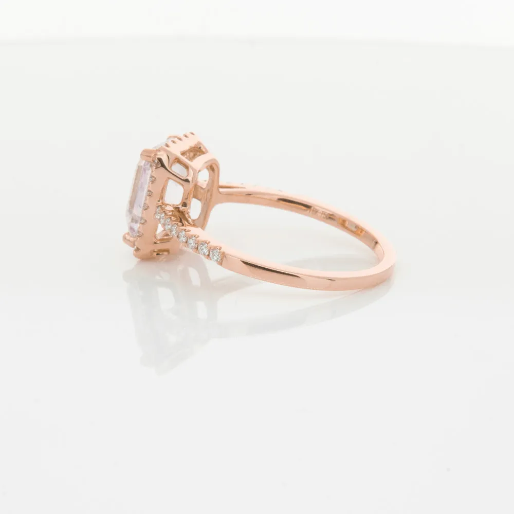18ct Rose Gold Kunzite & Diamond Ring