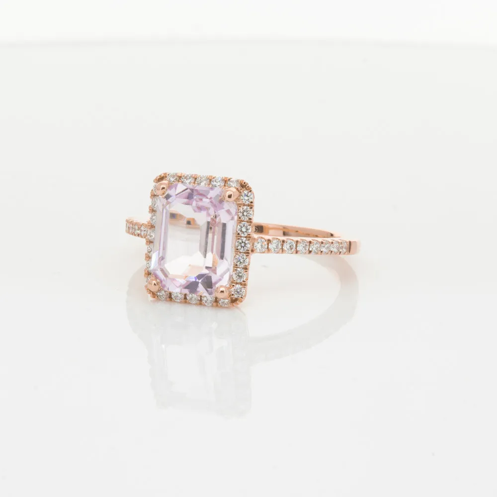 18ct Rose Gold Kunzite & Diamond Ring