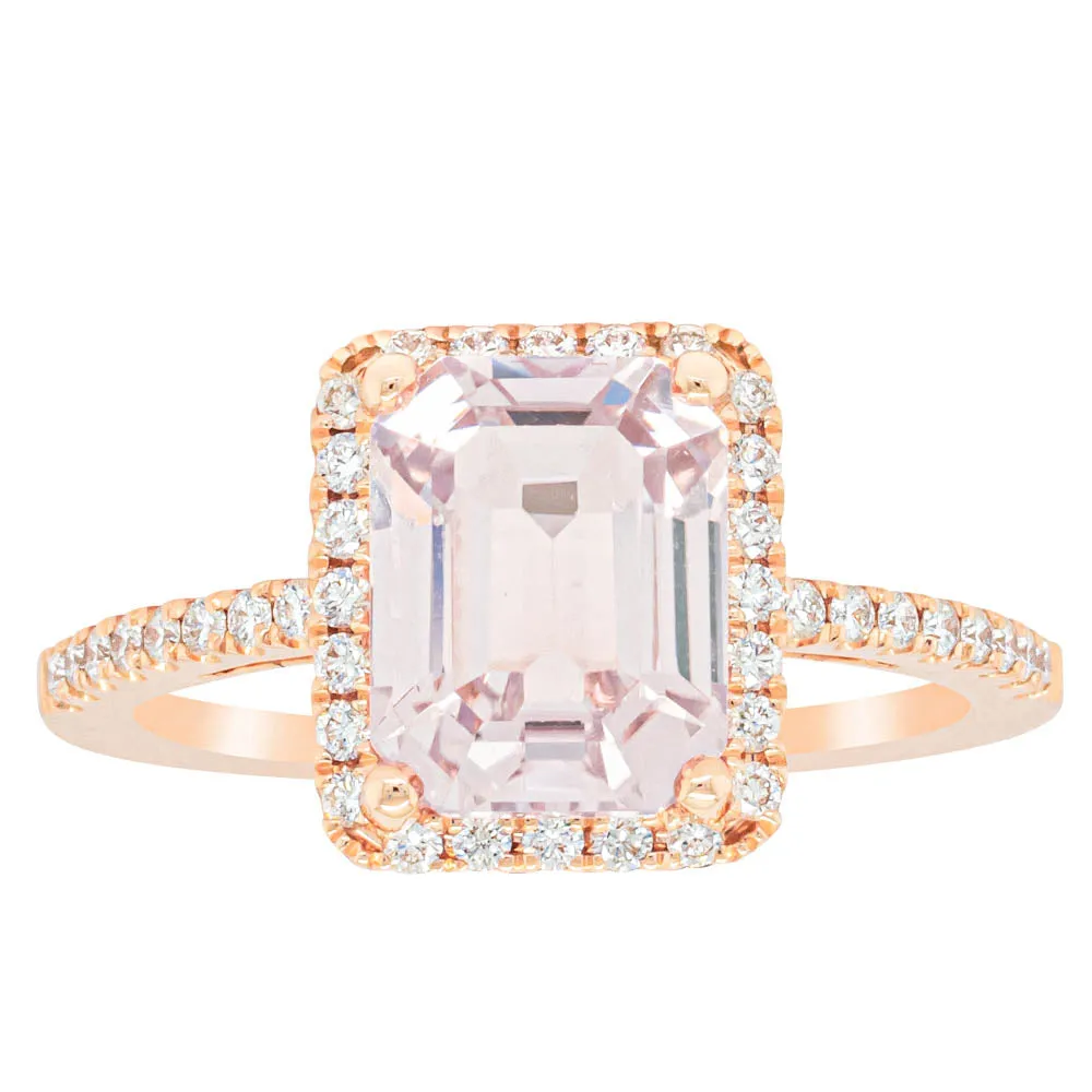 18ct Rose Gold Kunzite & Diamond Ring