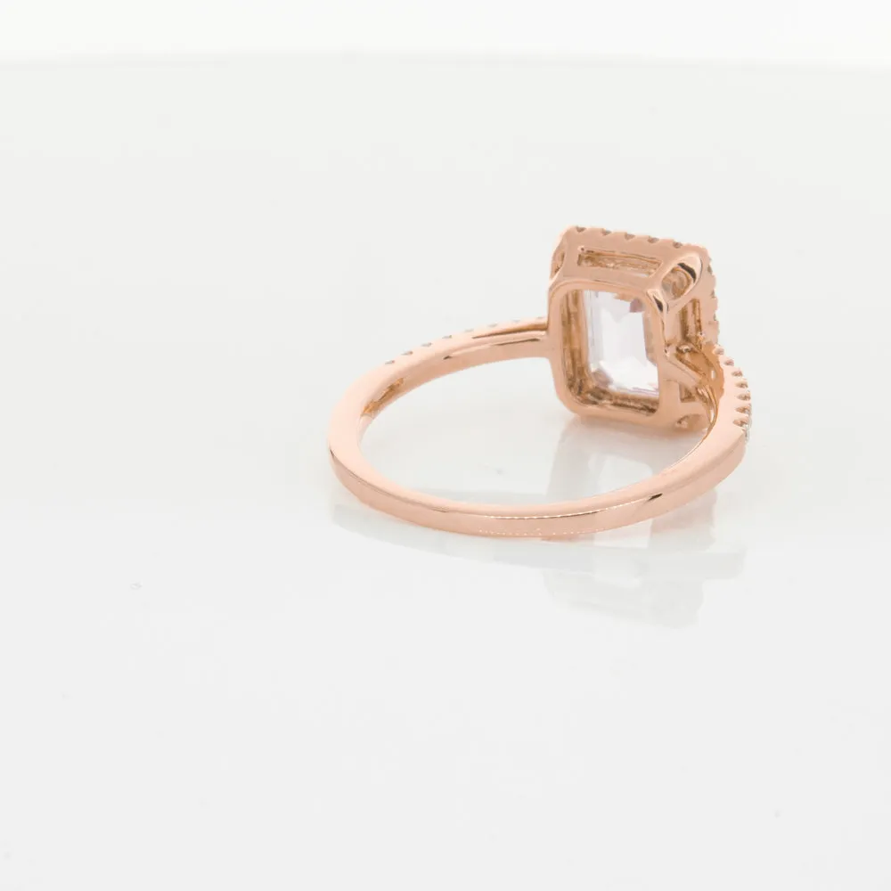 18ct Rose Gold Kunzite & Diamond Ring