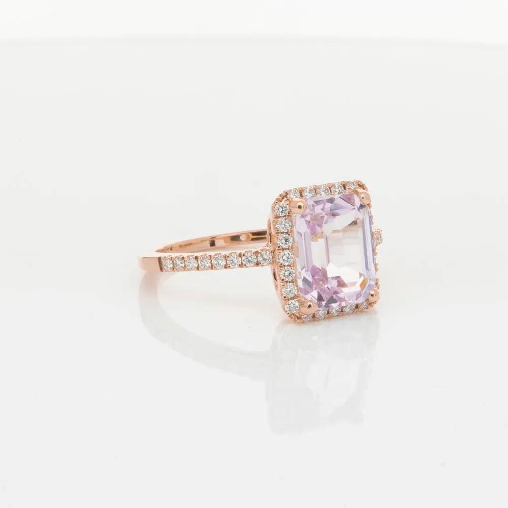 18ct Rose Gold Kunzite & Diamond Ring