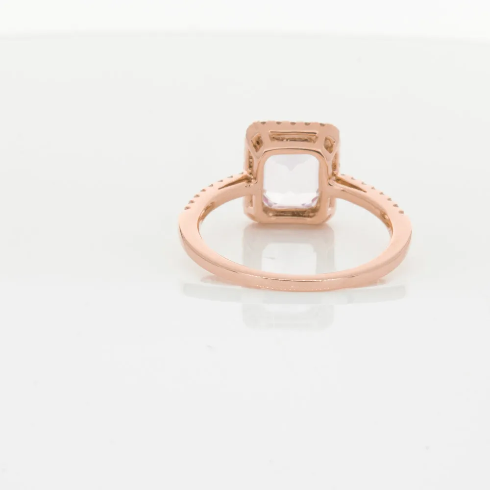 18ct Rose Gold Kunzite & Diamond Ring