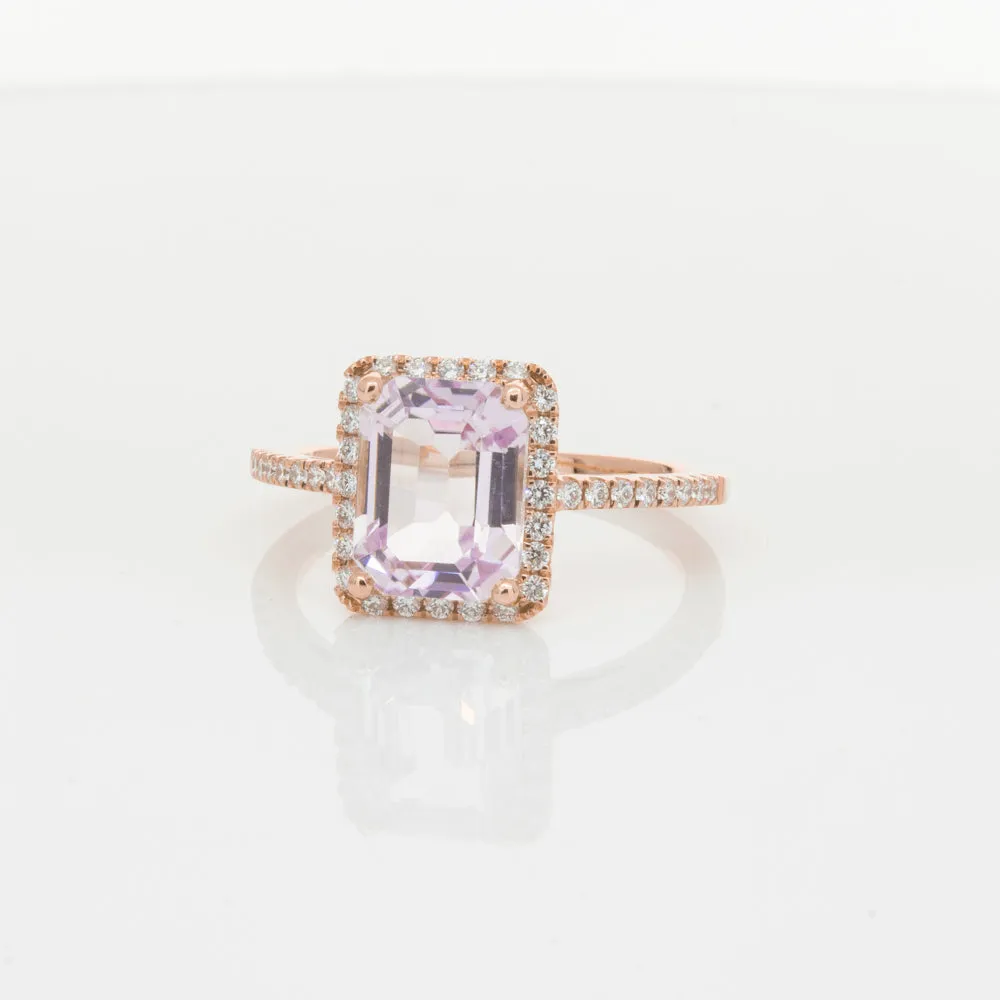 18ct Rose Gold Kunzite & Diamond Ring