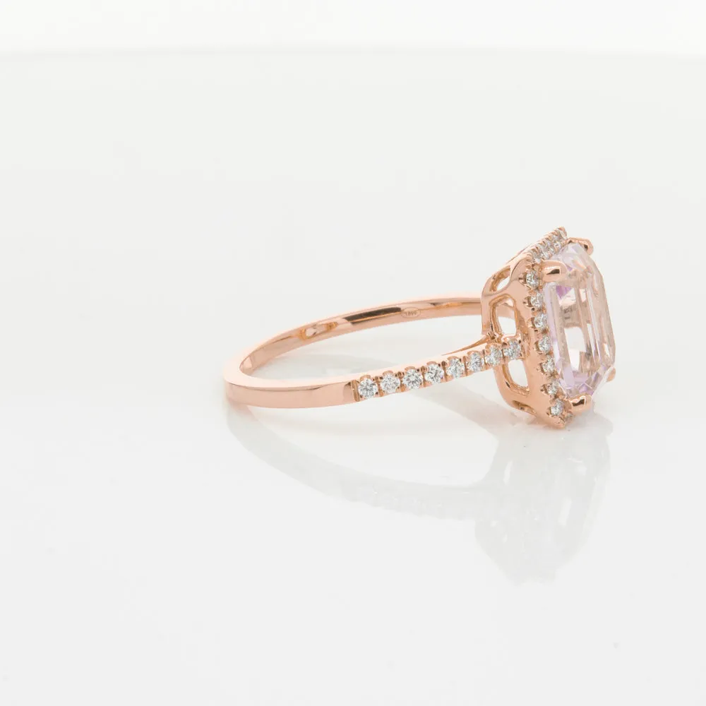 18ct Rose Gold Kunzite & Diamond Ring