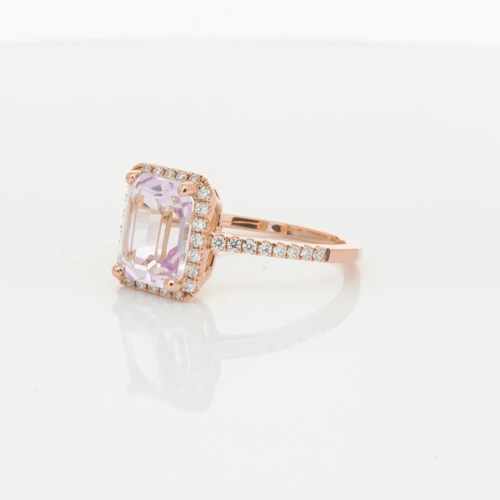 18ct Rose Gold Kunzite & Diamond Ring