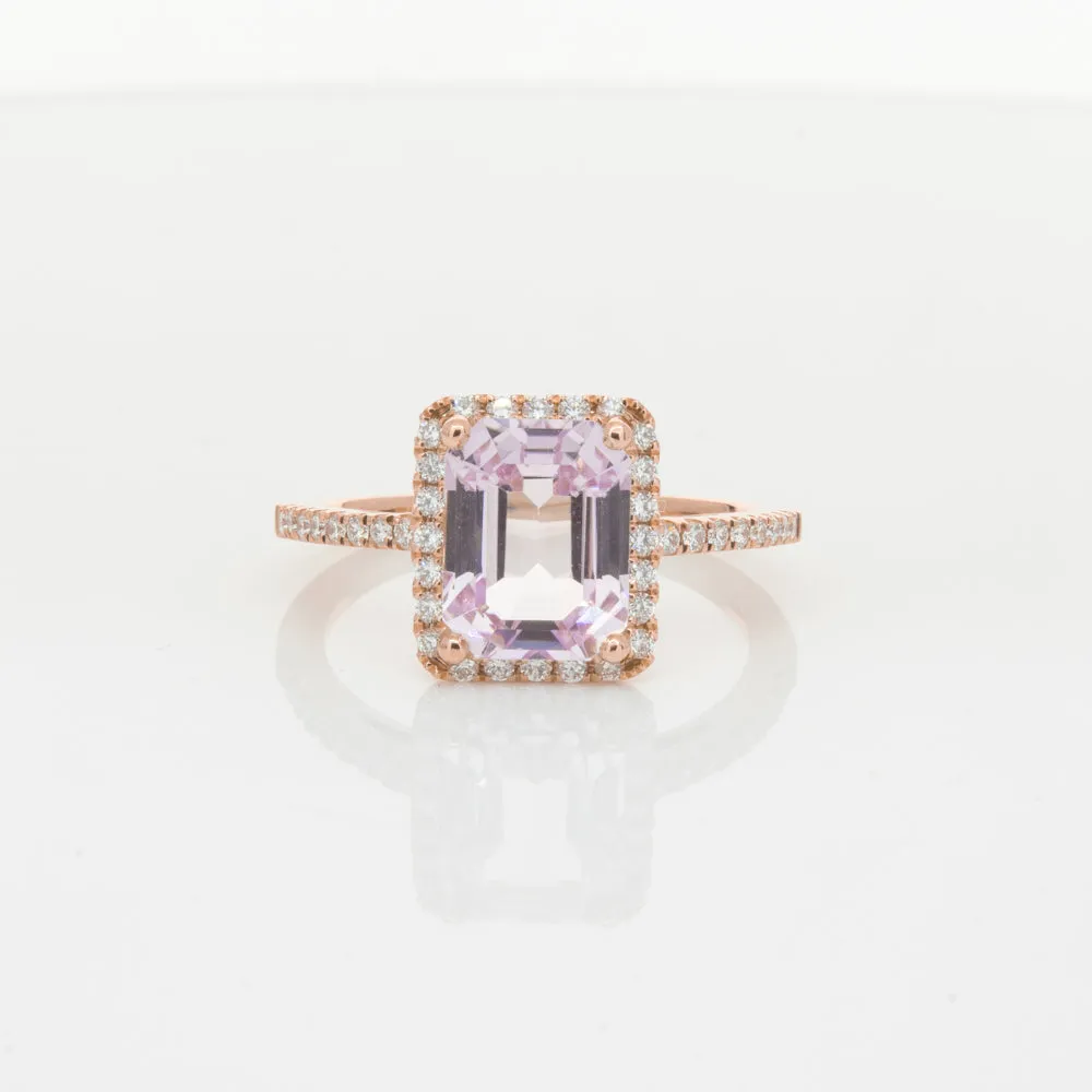 18ct Rose Gold Kunzite & Diamond Ring