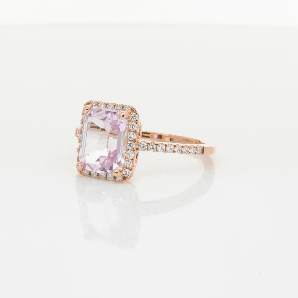 18ct Rose Gold Kunzite & Diamond Ring