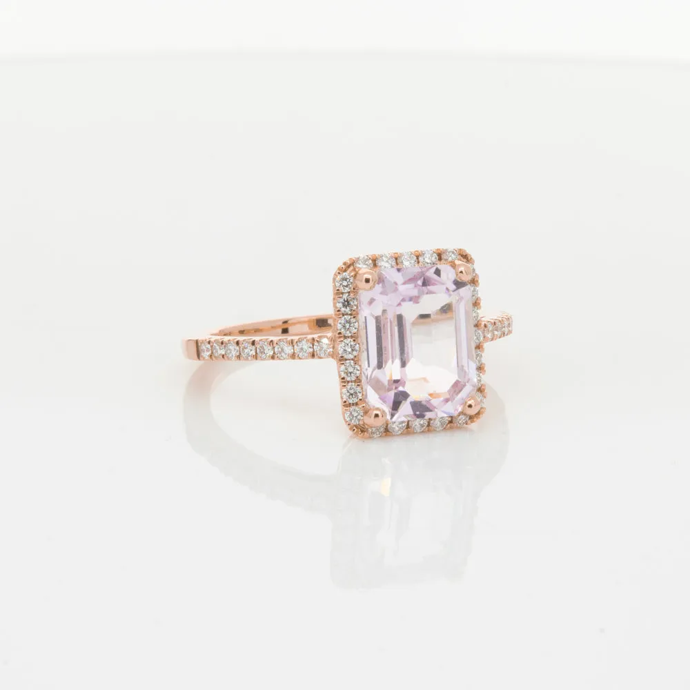 18ct Rose Gold Kunzite & Diamond Ring