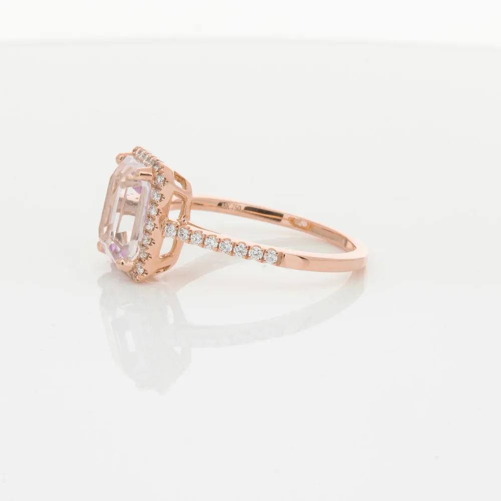 18ct Rose Gold Kunzite & Diamond Ring