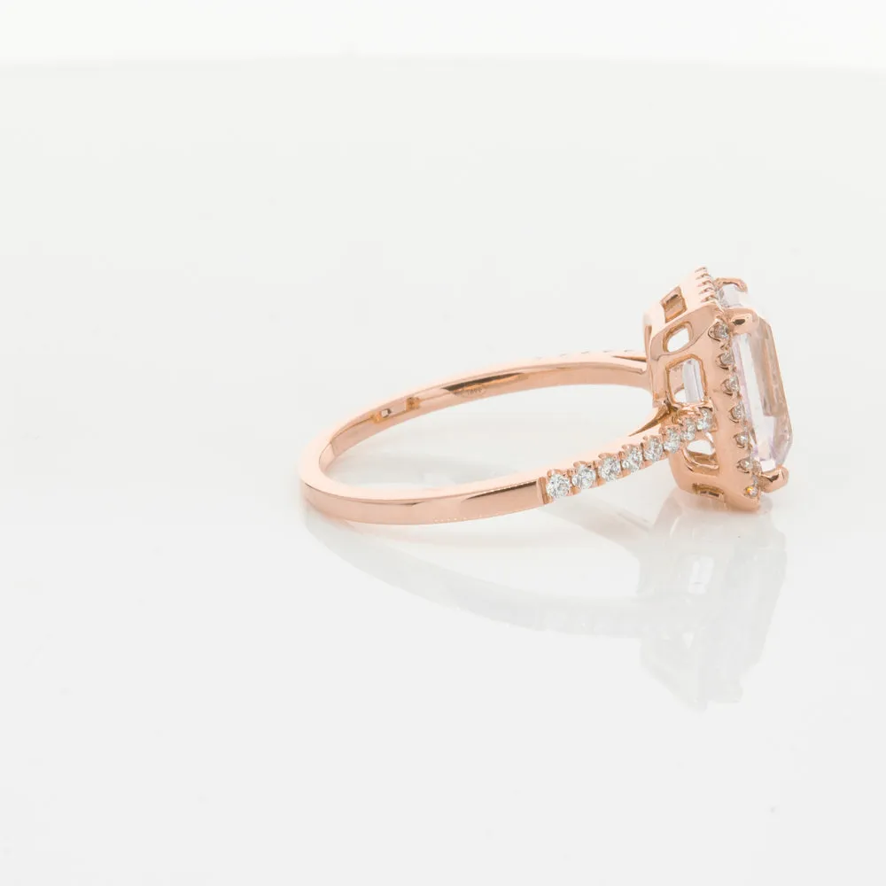 18ct Rose Gold Kunzite & Diamond Ring