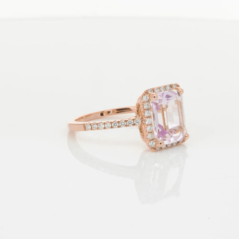 18ct Rose Gold Kunzite & Diamond Ring