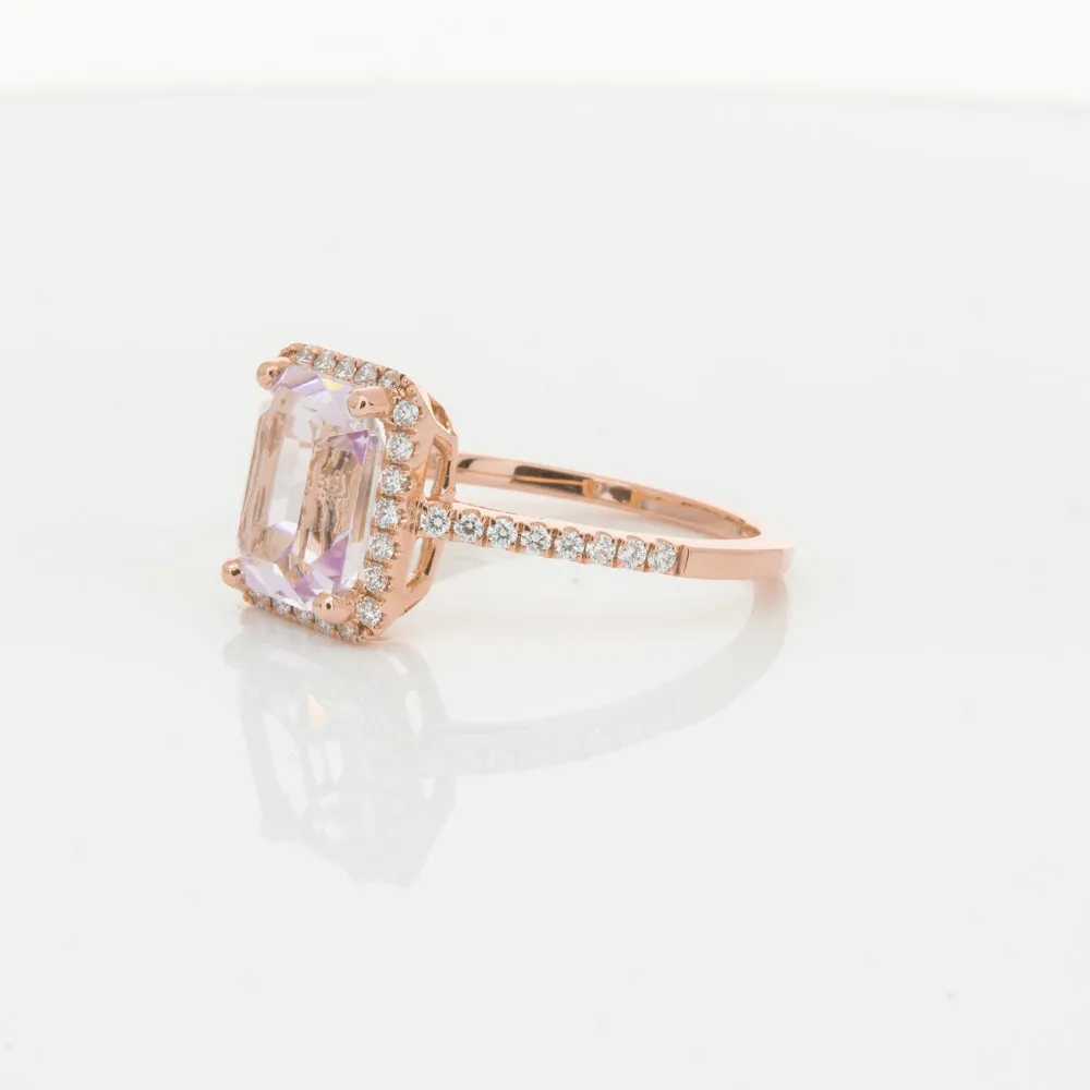 18ct Rose Gold Kunzite & Diamond Ring
