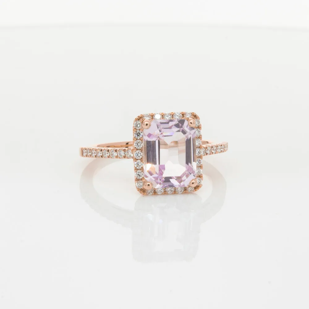 18ct Rose Gold Kunzite & Diamond Ring