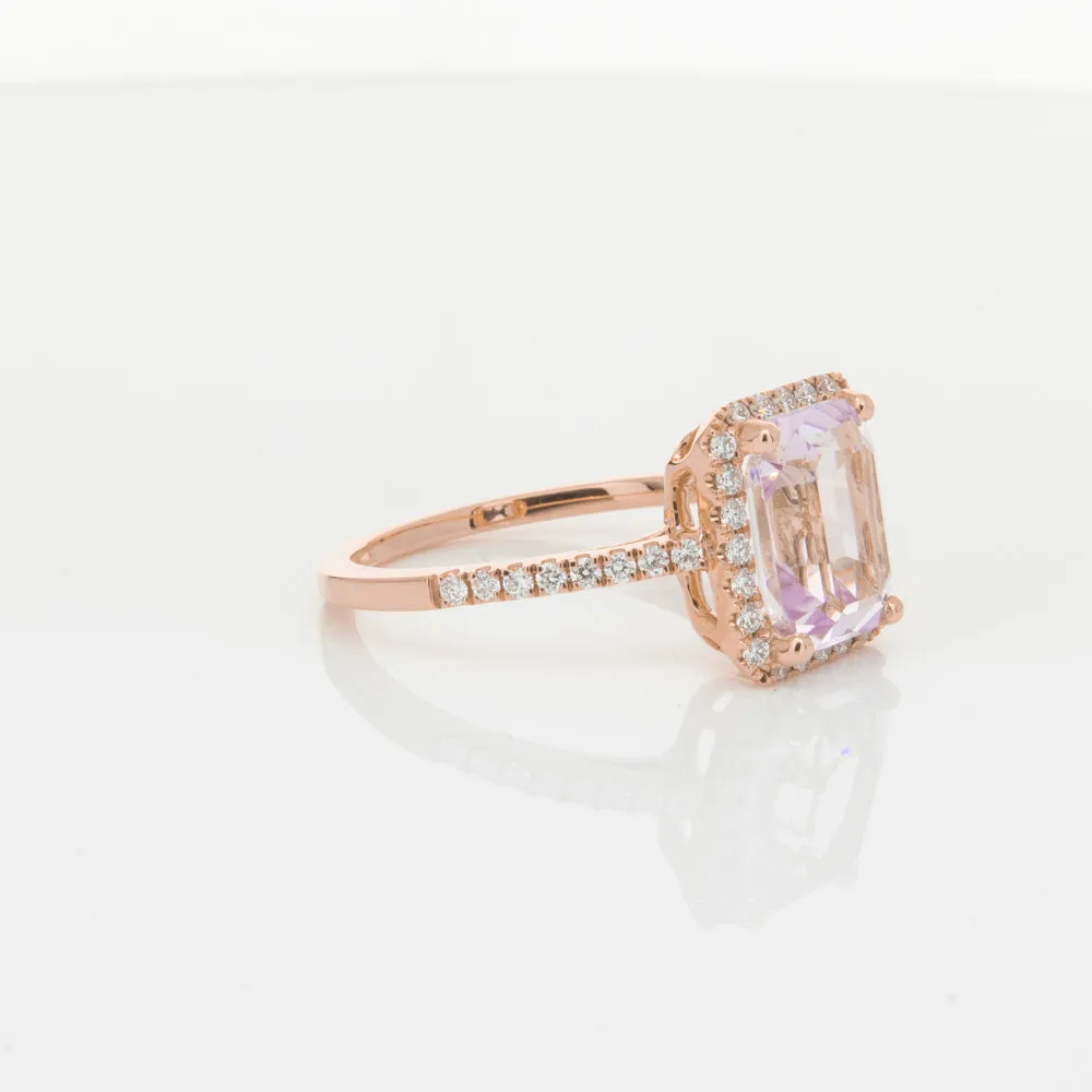18ct Rose Gold Kunzite & Diamond Ring