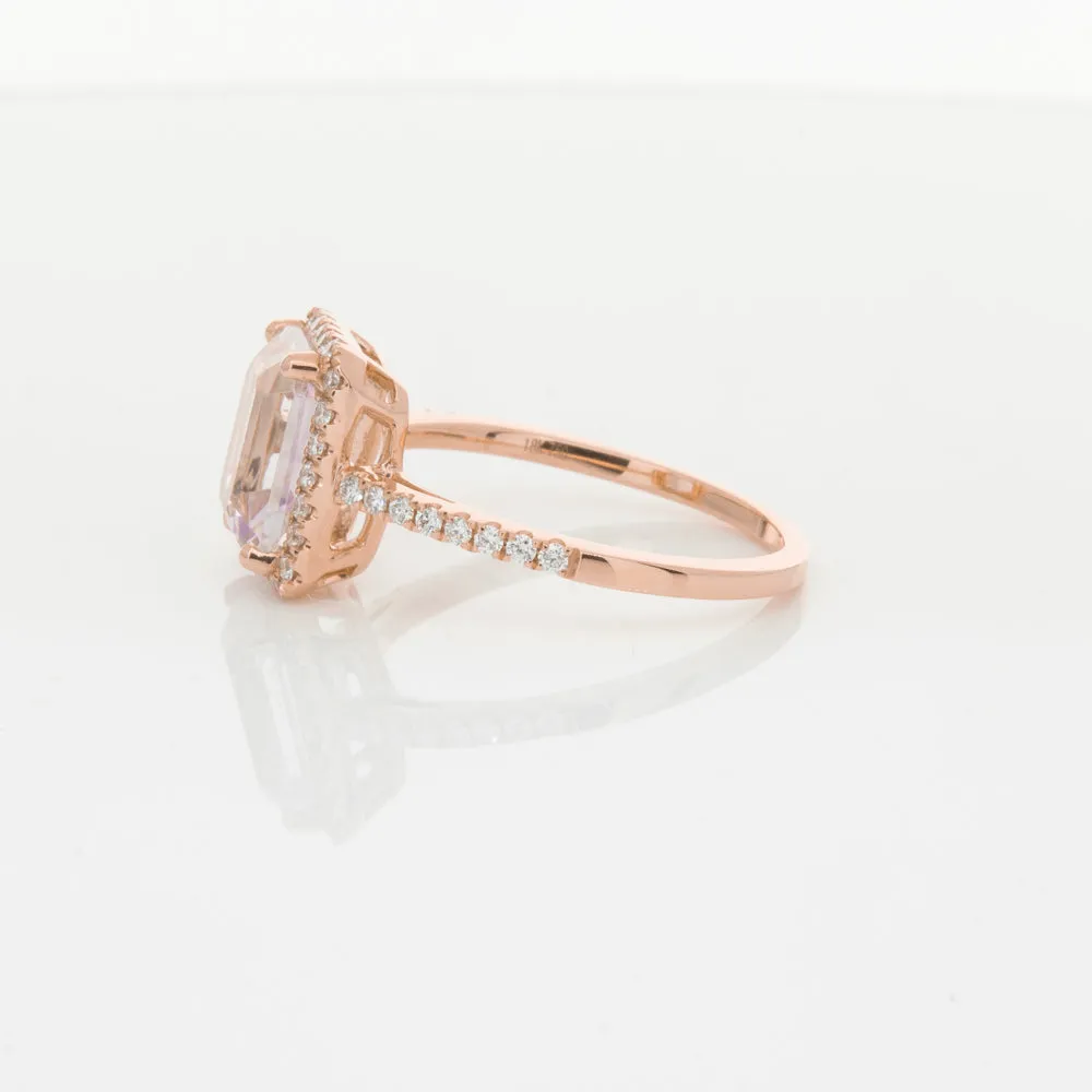 18ct Rose Gold Kunzite & Diamond Ring