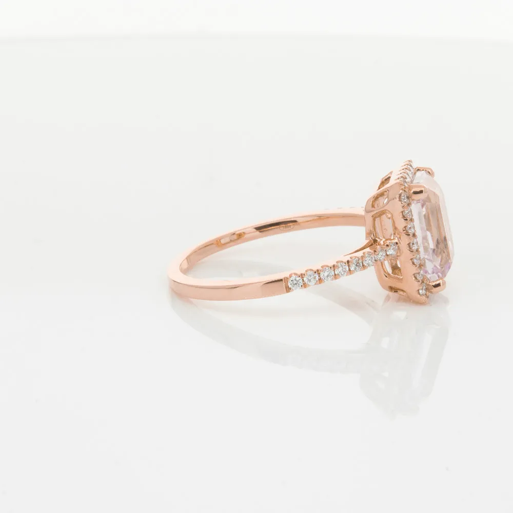 18ct Rose Gold Kunzite & Diamond Ring
