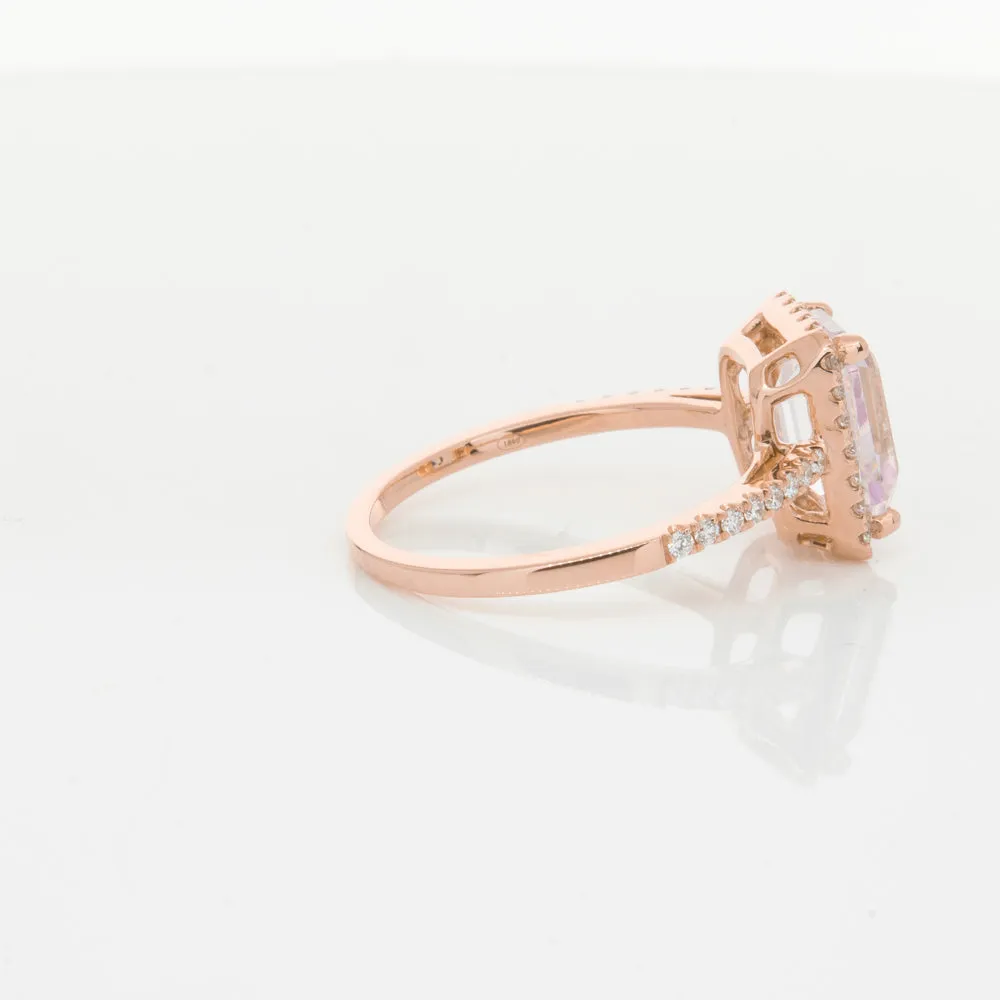 18ct Rose Gold Kunzite & Diamond Ring