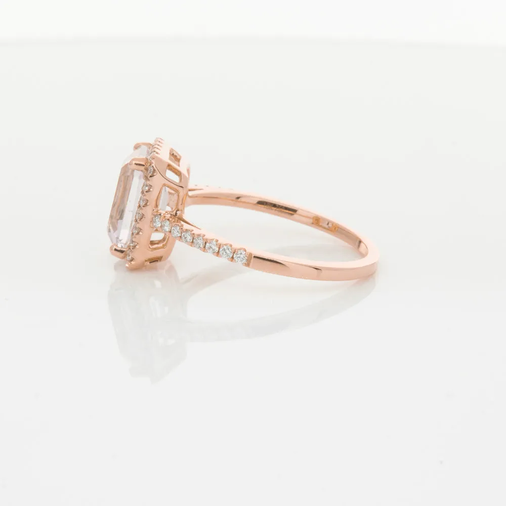 18ct Rose Gold Kunzite & Diamond Ring