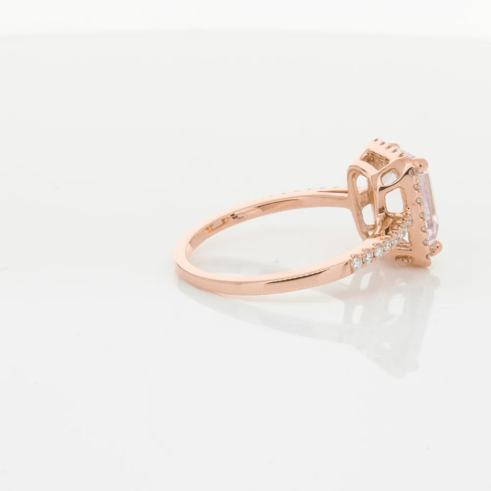 18ct Rose Gold Kunzite & Diamond Ring