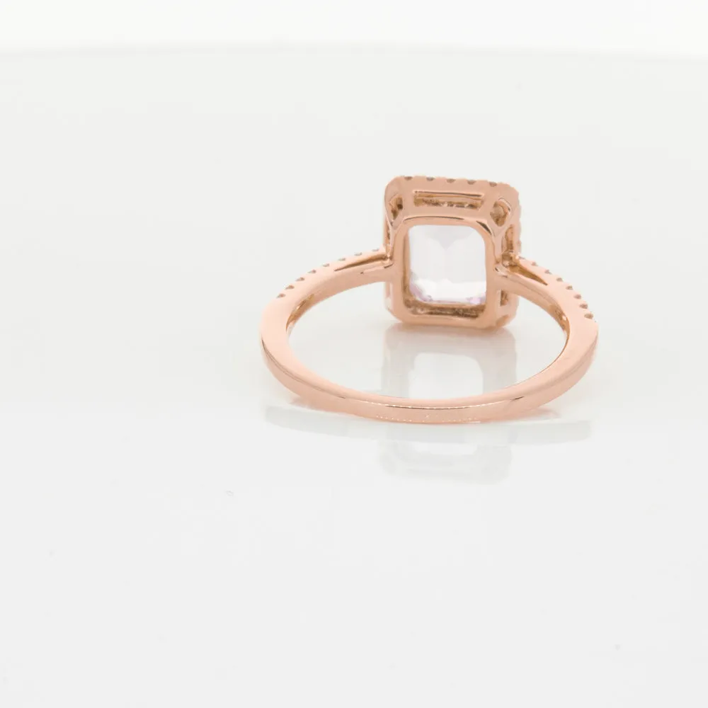 18ct Rose Gold Kunzite & Diamond Ring