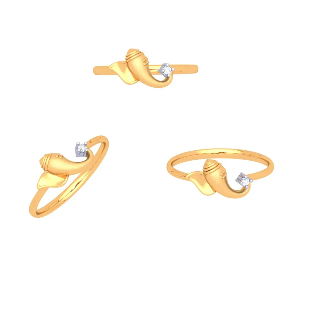18k Lord Ganesha Gold And Diamond Ring From P.c Chandra Jewellers