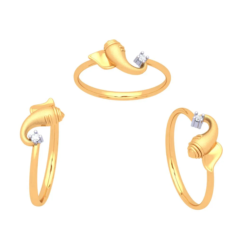 18k Lord Ganesha Gold And Diamond Ring From P.c Chandra Jewellers
