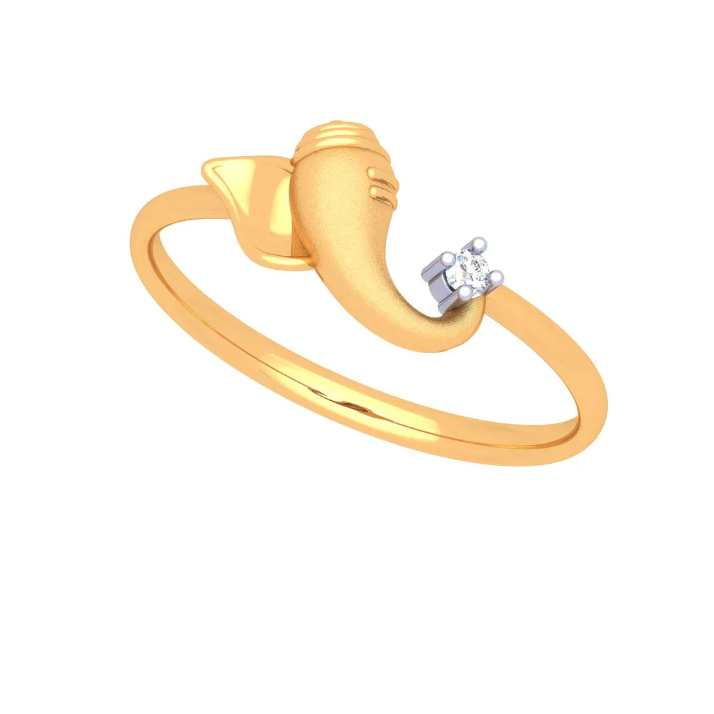18k Lord Ganesha Gold And Diamond Ring From P.c Chandra Jewellers