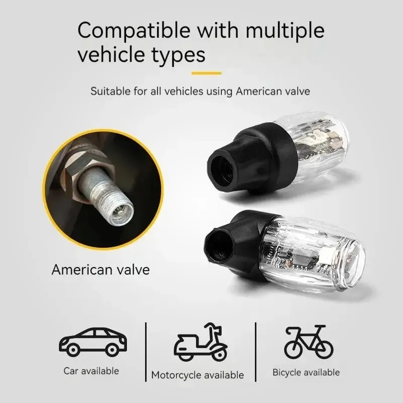 2Pcs Colourful Vibration Sensor Usb Led Tire Valve Caps For Car Motorcycle