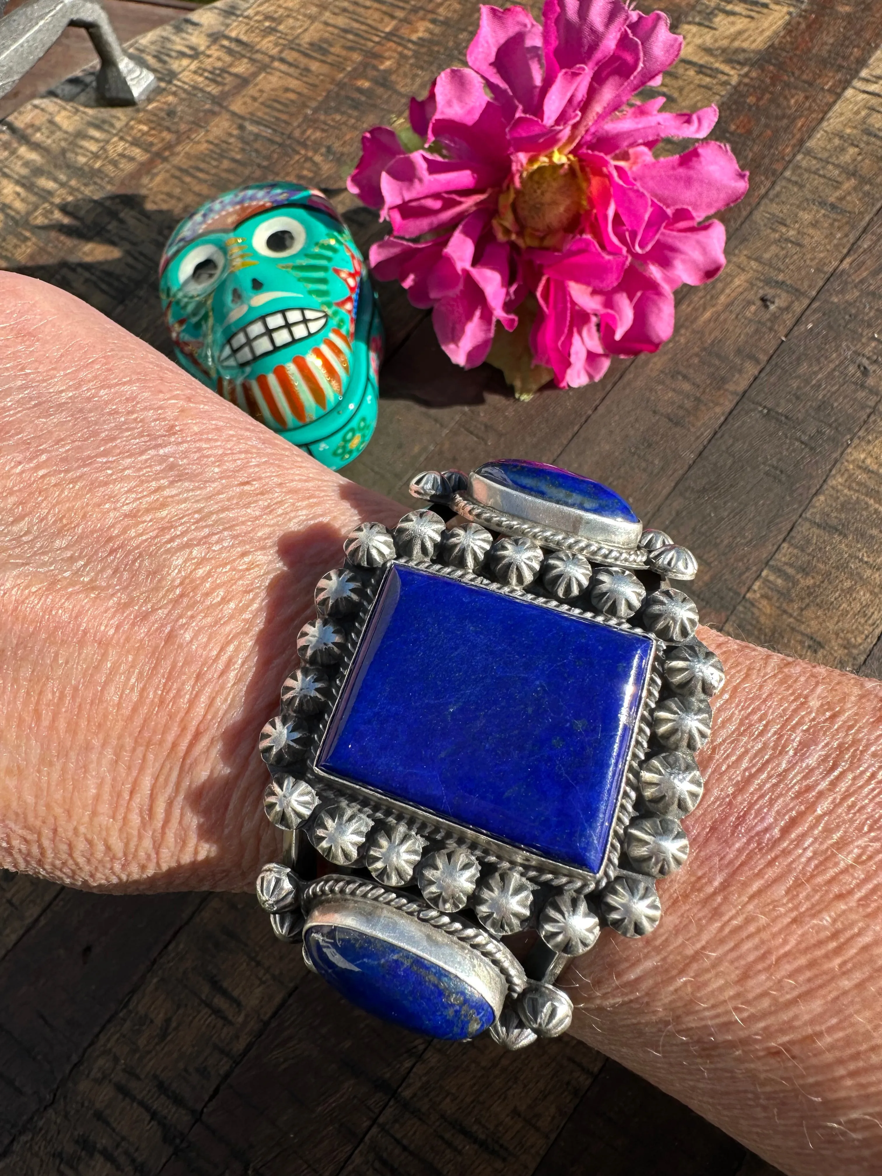3 Stone Lapis Cuff