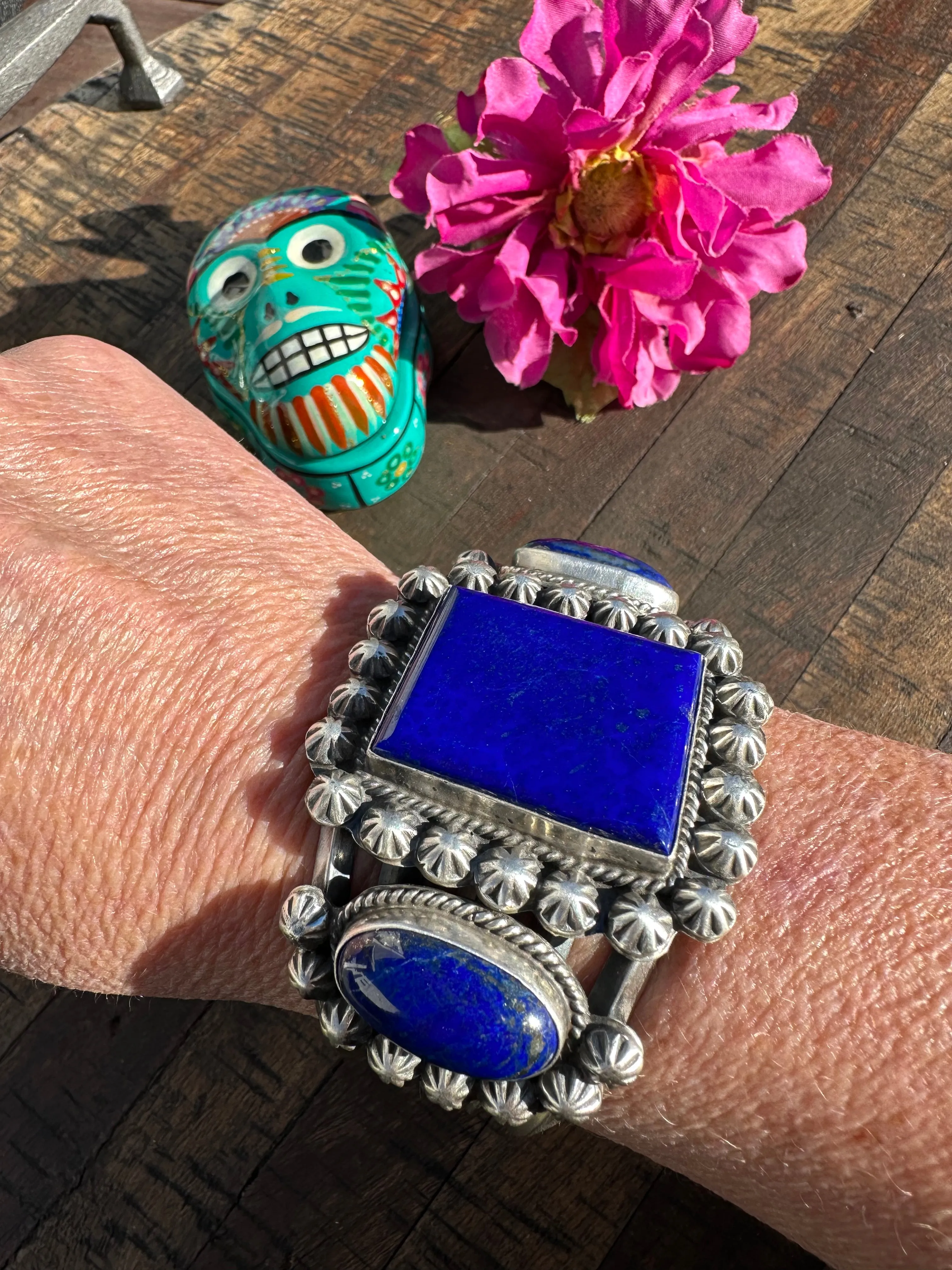 3 Stone Lapis Cuff