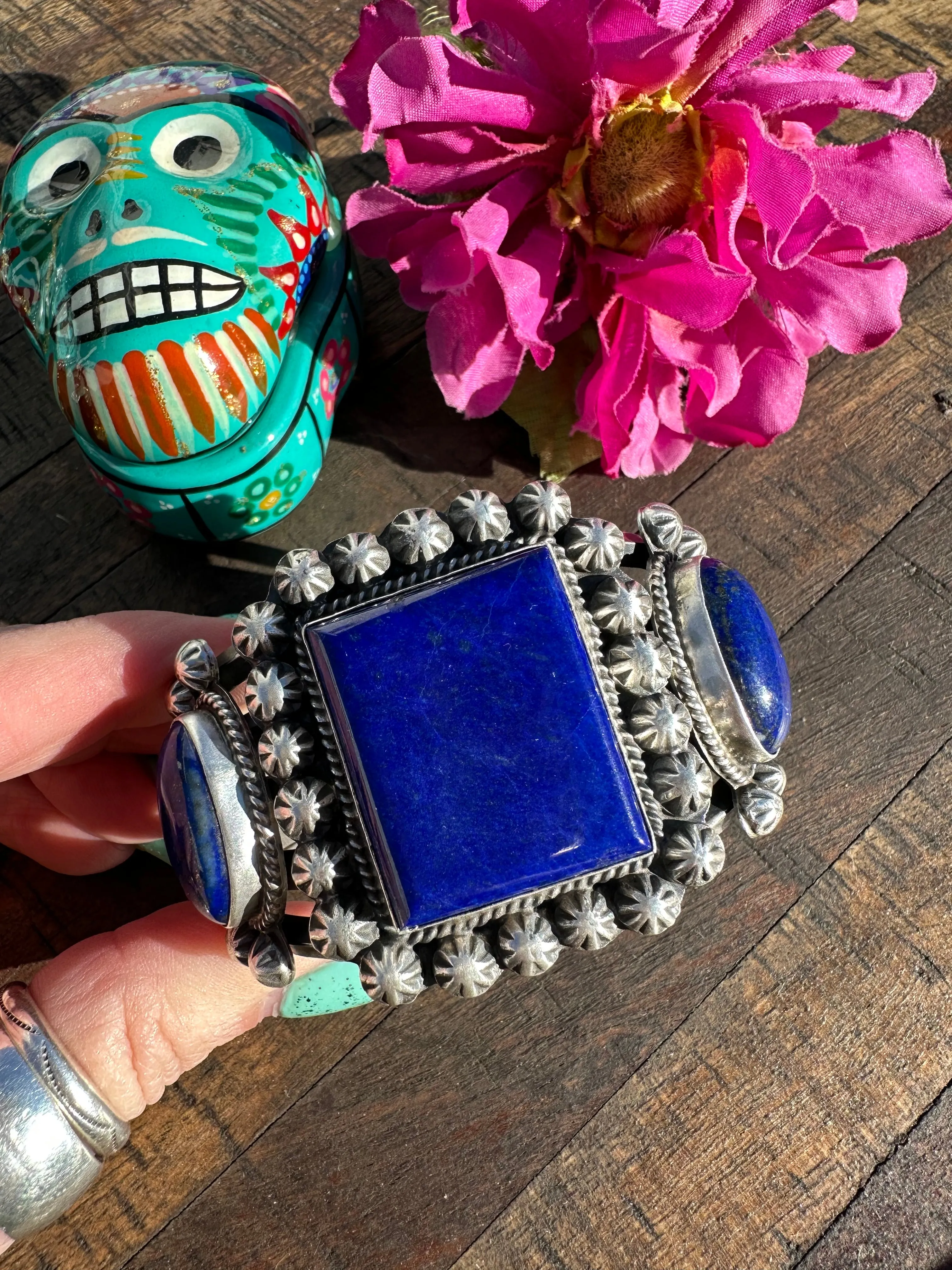 3 Stone Lapis Cuff