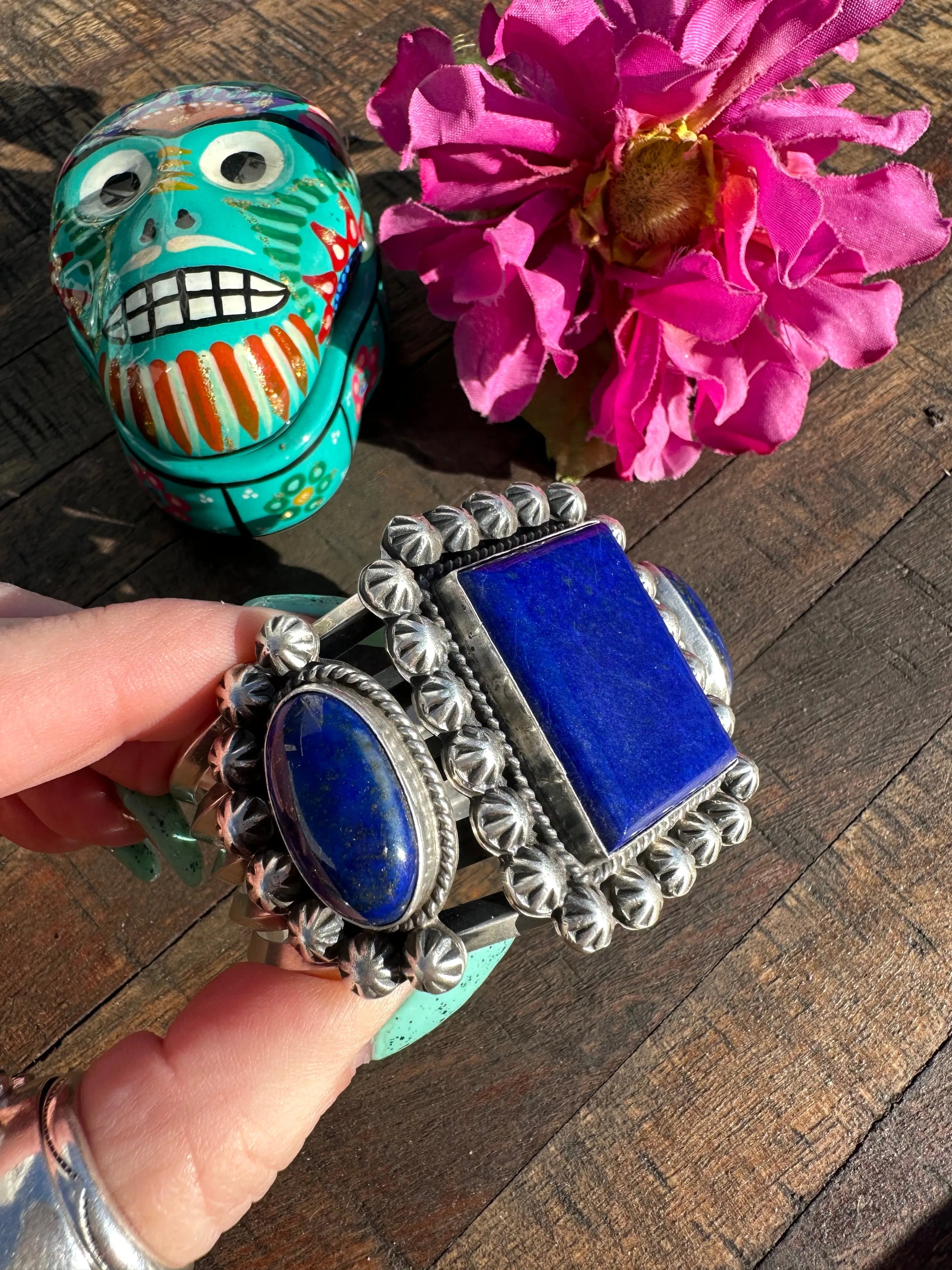 3 Stone Lapis Cuff