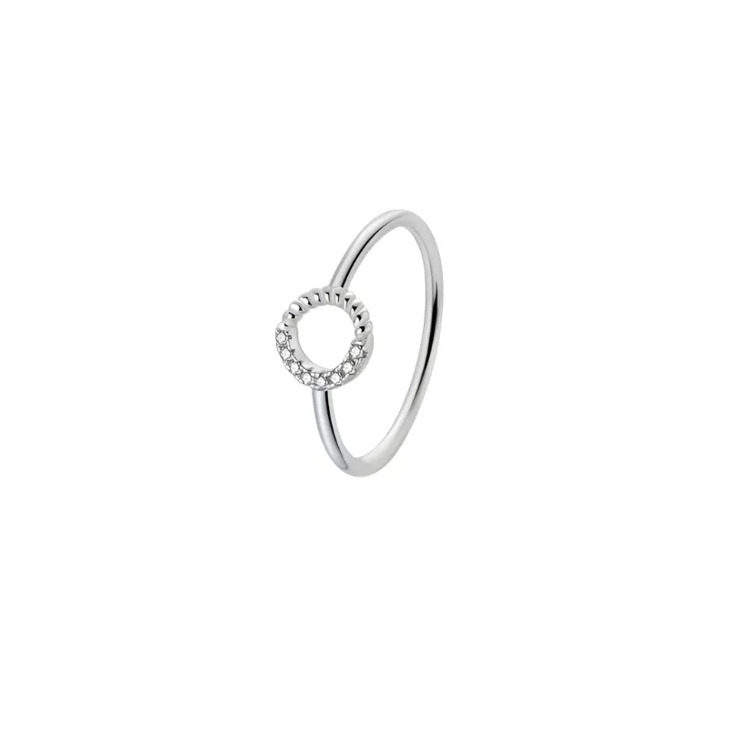 925 Sterling Silver White Zirconium Rope Pattern Ring Minimalist Design For Women