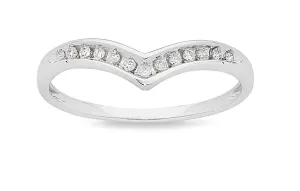 9ct White Gold 0.10ct Diamond Stackable Ring